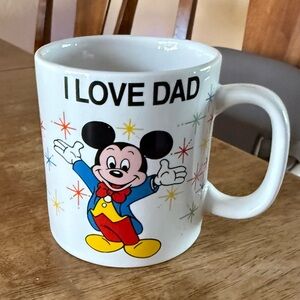 Vintage Mickey Mouse Disney World "I love Dad" Coffee Mug 12 oz, Mug for Dad